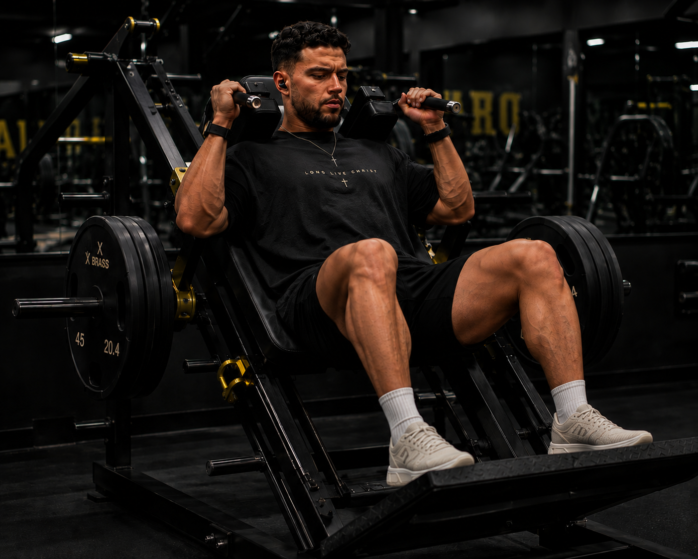 Long Live Christ tee — hack squat